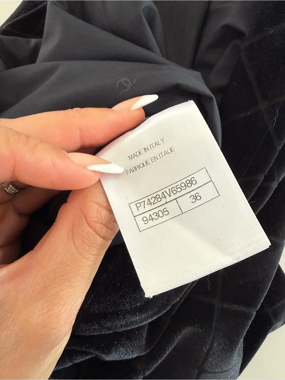 CHANEL Black Quilted Velvet V-Neck Mini Dress FR36 | US4